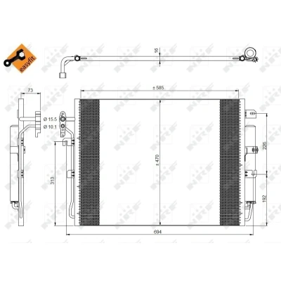 Kuva NRF EASY FIT 350217 Ilmastoinnin Lauhdutin Vedenerottimella, Tiivisterenkaalla 15,5 10,1 Alumiini 585 LAND ROVER: Range Rover Sport