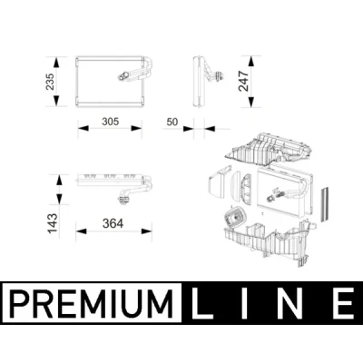 Kuva MAHLE ORIGINAL AE 269 000P Ilmastoinnin Höyrystin Tiivisteillä ilman paisuntaventtiiliä