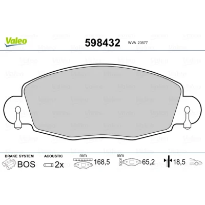 Kuva VALEO 598432 Jarrupalat Etuakseli Sis. kulumisenilmaisimen ilman huudonvaimennuspeltiä FORD: Transit Mk5 Bussi, Van