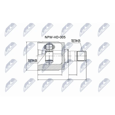 Kuva NTY NPW HD 005 Vetonivel Etuakseli, vasen, Vaihteiston puoli HONDA: ACCORD 8, CIVIC 7 Hatchback, Jazz 2
