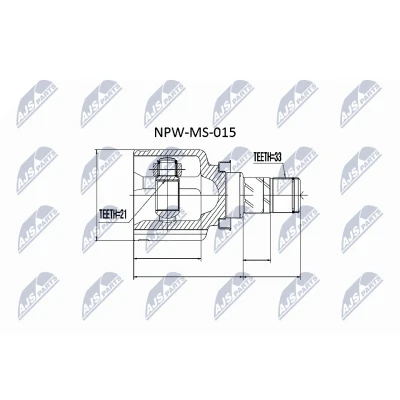 Kuva NTY NPW MS 015 Vetonivel Etuakseli, vasen, oikea, Vaihteiston puoli MITSUBISHI: COLT 6