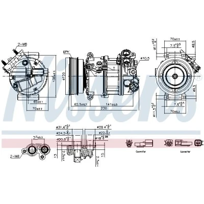 Kuva NISSENS 891004 Ilmastoinnin Kompressori PXC16 12 PAG 46 YF R 134a VOLVO: V60 I, XC60 S60 II