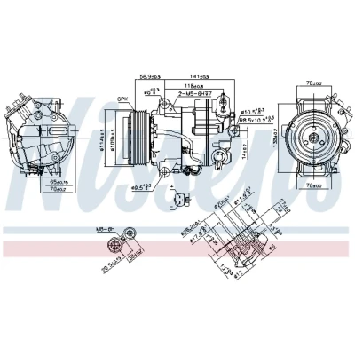 Kuva NISSENS 890267 Ilmastoinnin Kompressori CVC6 12 PAG 46 R 134a OPEL: Astra J Sports Tourer, GTC, Zafira C Tourer