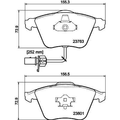 Kuva HELLA 8DB 355 009 201 Jarrupalat kulumisvaroitinkoskettimella AUDI: A6 C6 Avant, A4 B7 Allroad, SEAT: Exeo Sedan, ST