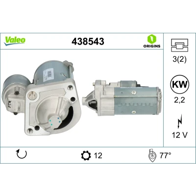 Kuva VALEO 438543 Starttimoottori 12 2,2 VOLVO: V50, V70 3, S80 II