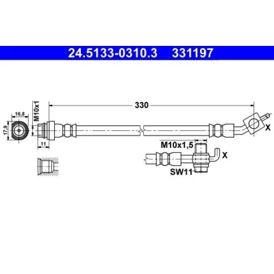 Kuva ATE 24.5133 0310.3 Jarruletku 330 M10x1 VOLVO: XC60 I, V70 3, V60 FORD: Galaxy Mk2 MPV, S Max Mk1