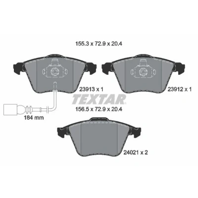 Kuva TEXTAR 2391301 Jarrupalat kulumisvaroitinkoskettimella AUDI: A3 Sportback, Hatchback, TT Coupe, VOLKSWAGEN: Golf 6, Scirocco III, 6 Cabrio