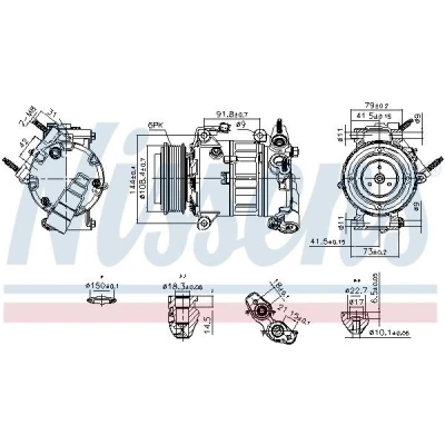 Kuva NISSENS 890589 Ilmastoinnin Kompressori 7VS19EC 12 PAG 46 YF R 134a FORD: S Max Mk2