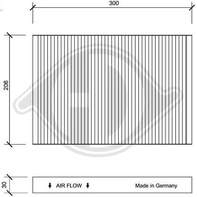 Kuva DIEDERICHS DCI1071 Raitisilmasuodatin Aktiivihiilisuodatin 300 206 30 Climate AUDI: A4 B6 Avant, B7 Sedan, SEAT: Exeo ST, Sedan