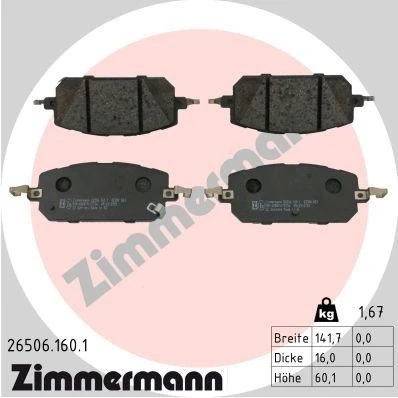 Kuva ZIMMERMANN 26506.160.1 Jarrupalat akustisella kulumavaroittimella Valokuva vastaa toimituslaajuutta MAZDA: MX 30