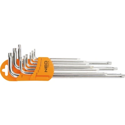 Kuva NEO TOOLS 09 526 Kulmaruuviväänninsarja T10,T15,T20,T25,T27, T30,T40,T45,T50 Magneettinen Kromi vanadium teräs 9