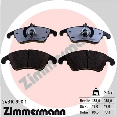 Kuva ZIMMERMANN 24310.990.1 Jarrupalat Kulumisenilmaisemelle Valokuva vastaa toimituslaajuutta MERCEDES BENZ: C sarja T modell, E modell