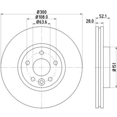 Kuva HELLA Jarrulevy FORD: MONDEO 4 Turnier, 4, Stufenheck PRO 28mm 05/06 108mm tuuletettu sisältä pinnoitettu 8DD 355 116 221 1500159