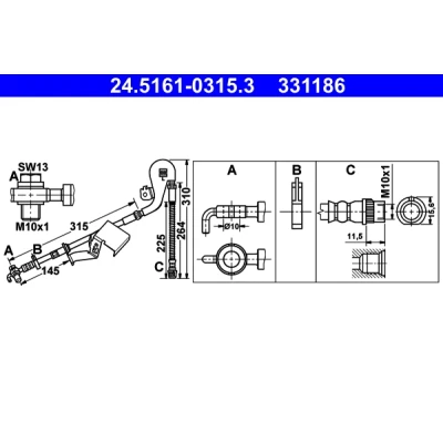 Kuva ATE 24.5161 0315.3 Jarruletku 310, 275 PEUGEOT: 407 SW, Sedan