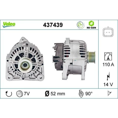 Kuva VALEO 437439 Laturi 14V 110A RENAULT: GRAND SCENIC 2, MEGANE 2
