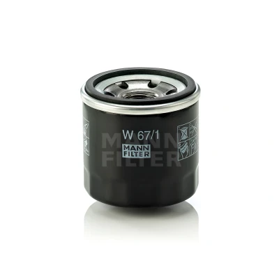 Kuva MANN FILTER W 67/1 Öljynsuodatin M 20 X 1.5 yhdellä peruutuksenestoventtiilillä Ruuvattava suodatin NISSAN: Qashqai 2, MICRA 4, / Qashqai+2 I