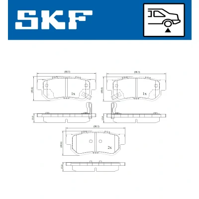 Kuva SKF VKBP 90340 A Jarrupalat akustisella kulumavaroittimella HYUNDAI: Sonata V, Tucson, Elantra III Sedan, KIA: Sportage II, Optima / K5