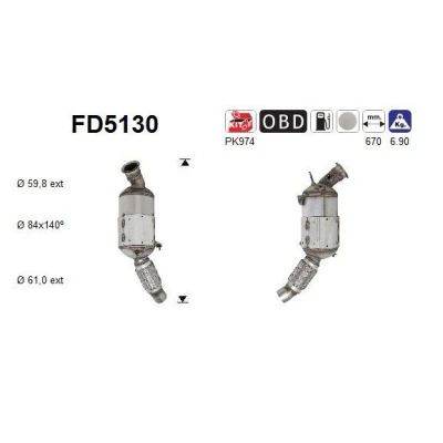 Kuva AS FD5130 Hiukkassuodatin Euro 5 Kordieriitti BMW: 3 Touring, Sedan, 1 Hatchback