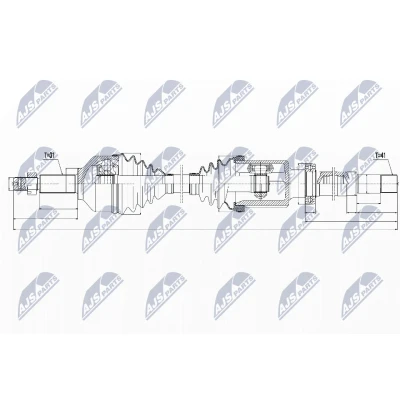 Kuva NTY NPW FR 076 Vetoakseli Etuakseli, oikea FORD: Tourneo Custom V362 Bussi, Transit Van, Bussi
