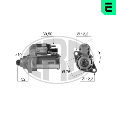 Kuva ERA 220447A Starttimoottori 12 1,1 10 VOLKSWAGEN: Golf 6, 5, SKODA: Octavia 2 Combi, Fabia I Sedan, SEAT: Altea, Leon II Hatchback