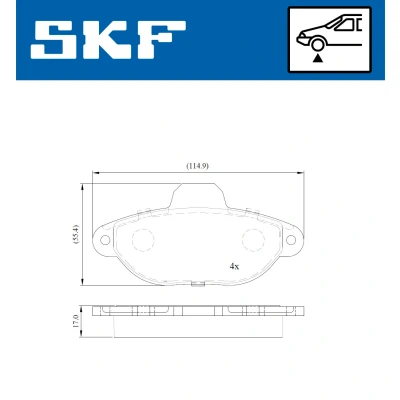 Kuva SKF VKBP 80162 E Jarrupalat Sis. kulumisenilmaisimen FIAT: Panda II Hatchback