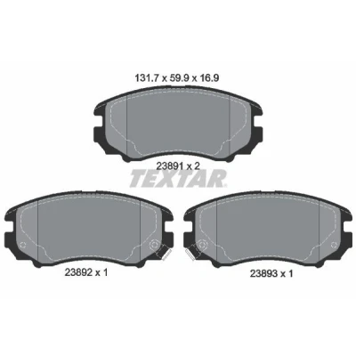 Kuva TEXTAR 2389101 Jarrupalat akustisella kulumavaroittimella HYUNDAI: Sonata V, Tucson, Elantra III Hatchback, KIA: Sportage II, Optima / K5, Magentis I