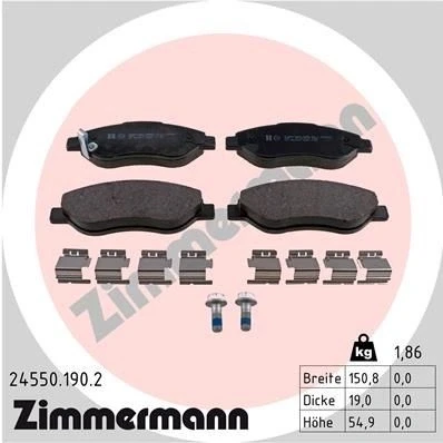 Kuva ZIMMERMANN 24550.190.2 Jarrupalat akustisella kulumavaroittimella Ruuveilla Valokuva vastaa toimituslaajuutta, Jousella OPEL: Corsa D Hatchback