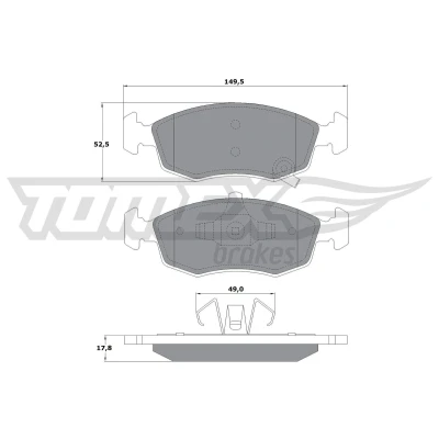 Kuva TOMEX brakes TX 16 90 Jarrupalat Etuakseli akustisella kulumavaroittimella FIAT: 500 Hatchback, Panda III Hatchback