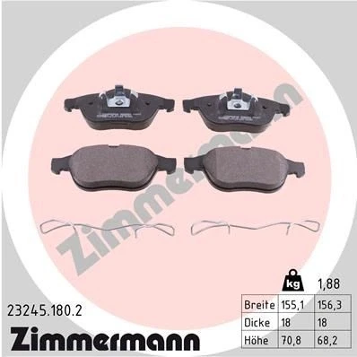 Kuva ZIMMERMANN 23245.180.2 Jarrupalat Valokuva vastaa toimituslaajuutta, Jousella RENAULT: LAGUNA 2 Grandtour,