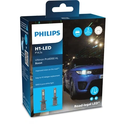 Kuva PHILIPS 11258U60BX2 Polttimo, kaukovalo H1 polttimoiden vaihto LED valoiksi 12V 13W 5800K MAZDA: 6 Hatchback, DACIA: Duster SUV