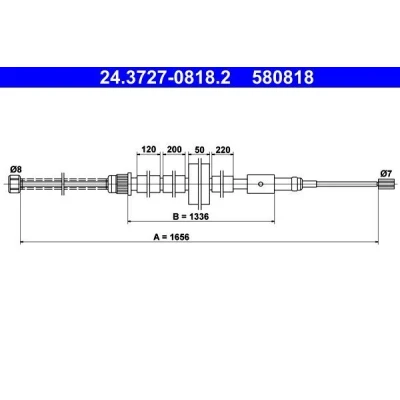 Kuva ATE 24.3727 0818.2 Käsijarruvaijeri 1656 PEUGEOT: 306 Hatchback