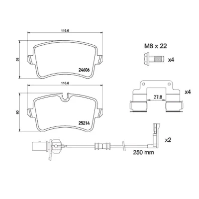 Kuva BREMBO P 85 157 Jarrupalat Sis. kulumisenilmaisimen Jarrusatulan ruuveilla Tarvikkeilla AUDI: A4 B9 Avant, A8 D4, Sedan