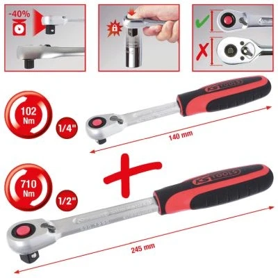 Kuva KS TOOLS 920.0002 Räikkäsarja 72 12,5 (1/2&quot;), 6,3 (1/4&quot;)