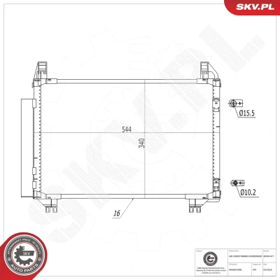 Kuva ESEN SKV 86SKV477 Ilmastoinnin Lauhdutin Vedenerottimella Alumiini 544mm