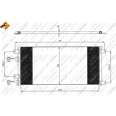 Kuva NRF EASY FIT 35643 Ilmastoinnin Lauhdutin Tiivisterenkaalla 15,5 Alumiini 630 IVECO: DAILY 4 Kasten/Kombi, 3 Bus