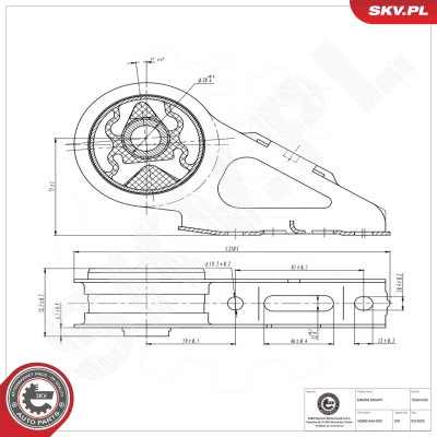 Kuva ESEN SKV 75SKV230 Moottorin Kumityyny Vasen Kumimetallilaakeri Kumi 221mm HONDA: Jazz 2