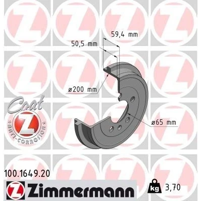 Kuva ZIMMERMANN COAT Z 100.1649.20 Jarrurumpu 240 VOLKSWAGEN: Polo IV Hatchback, V SKODA: Fabia 1 Combi, I SEAT: Ibiza 3
