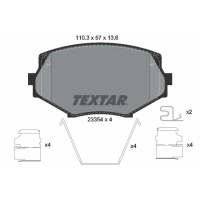 Kuva TEXTAR 2335404 Jarrupalat akustisella kulumavaroittimella Tarvikkeilla MAZDA: MX 5 2, I