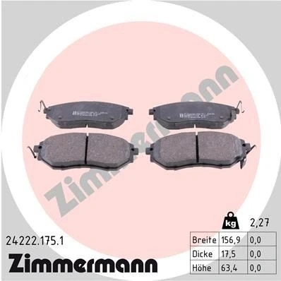 Kuva ZIMMERMANN 24222.175.1 Jarrupalat akustisella kulumavaroittimella Valokuva vastaa toimituslaajuutta SUBARU: Forester IV, Outback V, IV