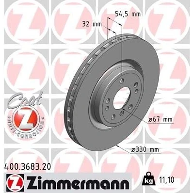 Kuva ZIMMERMANN COAT Z 400.3683.20 Jarrulevyt 330 32 8/5 5 112 tuuletettu sisältä pinnoitettu hiiliteräs MERCEDES BENZ: ML sarja, GLE SUV