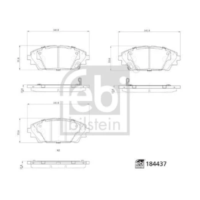 Kuva FEBI BILSTEIN 184437 Jarrupalat Etuakseli akustisella kulumavaroittimella MAZDA: CX 30 (DM) SKYACTIV G M Hybrid, 2.0