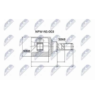 Kuva NTY NPW NS 003 Vetonivel Pyörän puoli, Etuakseli, vasen, Vaihteiston puoli NISSAN: Primera Hatchback, Sedan