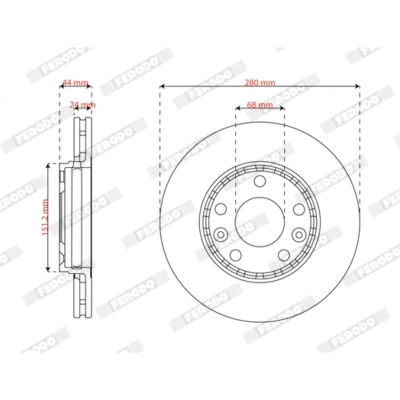 Kuva JURID Jarrulevy 280mm 24mm 5 114,3, 68mm Tuuletettu 563844JC Jarrulevyt