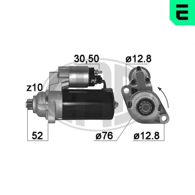 Kuva ERA 220212A Starttimoottori 12 2 10 SKODA: Octavia 1 Combi, Fabia I Sedan, Hatchback, VOLKSWAGEN: Golf 4 Cabrio
