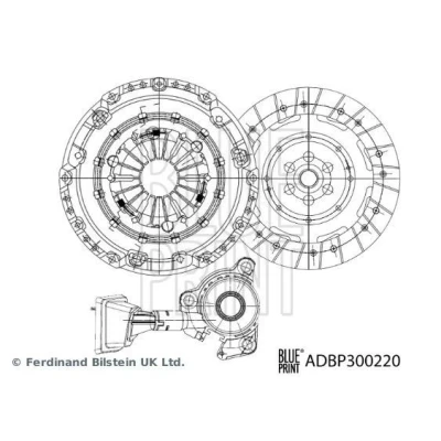 Kuva BLUE PRINT ADBP300220 Kytkinpaketti kolmiosainen Irroitusmekanismilla, synteettinen rasva 241mm PEUGEOT: 508 I SW, Partner II Tepee, 208 Hatchback
