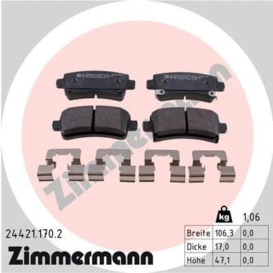 Kuva ZIMMERMANN 24421.170.2 Jarrupalat Valokuva vastaa toimituslaajuutta, Jousella OPEL: Insignia A Sports Tourer, Hatchback, Sedan