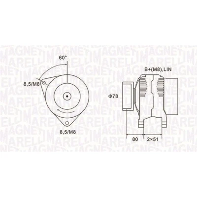 Kuva MAGNETI MARELLI 063731919010 Laturi 14V 150A FORD: MONDEO 4 Turnier, Galaxy Mk2 MPV, S Max Mk1