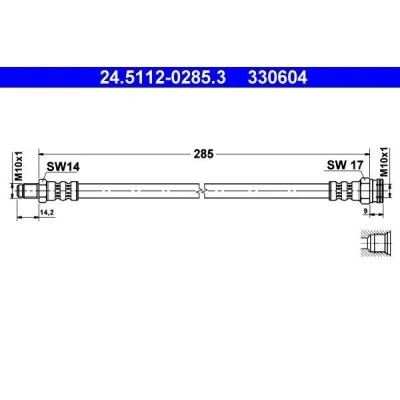 Kuva ATE 24.5112 0285.3 Jarruletku 285 M10x1 FIAT: Ducato I Van, Flatbed Kuorma auto/Alusta