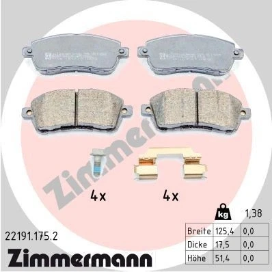 Kuva ZIMMERMANN 22191.175.2 Jarrupalat Ruuveilla Valokuva vastaa toimituslaajuutta, liukulevyllä