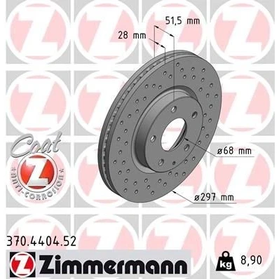Kuva ZIMMERMANN 370.4404.52 Jarrulevyt 297 28 6/5 5 114 tuuletettu sisältä, reijitetty pinnoitettu MAZDA: 6 Farmari, Sedan